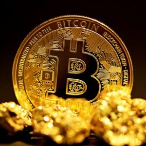 Bitcoin beside gold representing Bitcoin and gold ETF positioning