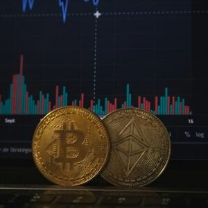 Bitcoin and cryptocurrency market trading graphic